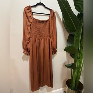 GAP Terracotta Midi Dress - long sleeve